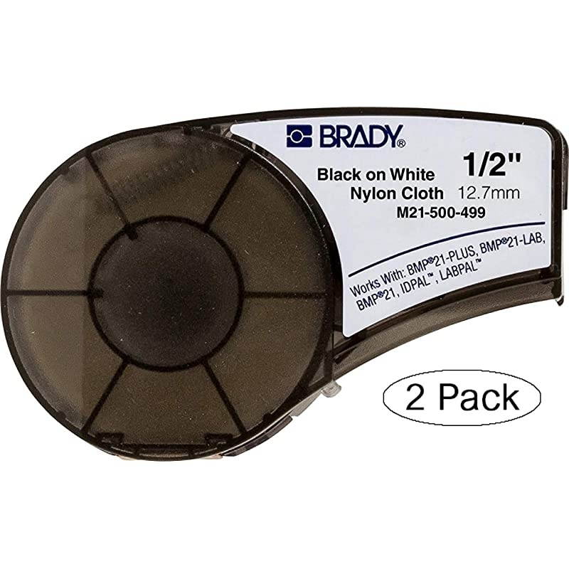 High Adhesion Cloth Label Tape M21500499 Black On White Nylon Compatible with BMP21PLUS ID PAL and LABPAL Printers 16 Length 05 Width Pack of 2