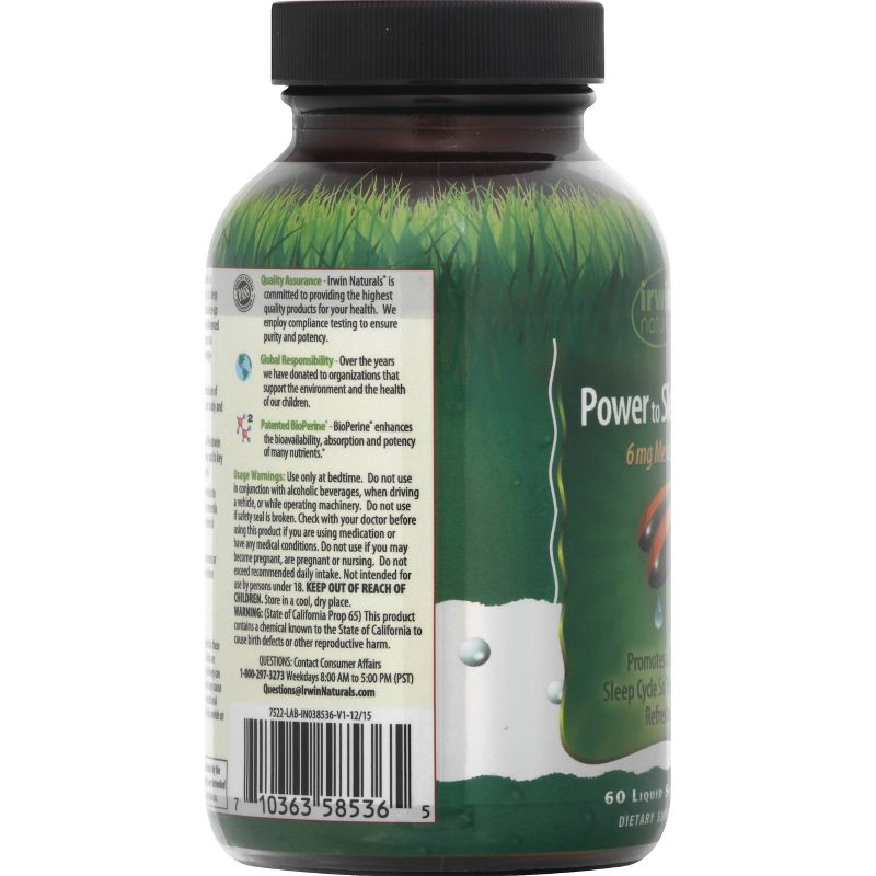 irwin naturals Power to Sleep PM Melatonin Dietary Supplement Liquid Softgels - 60ct