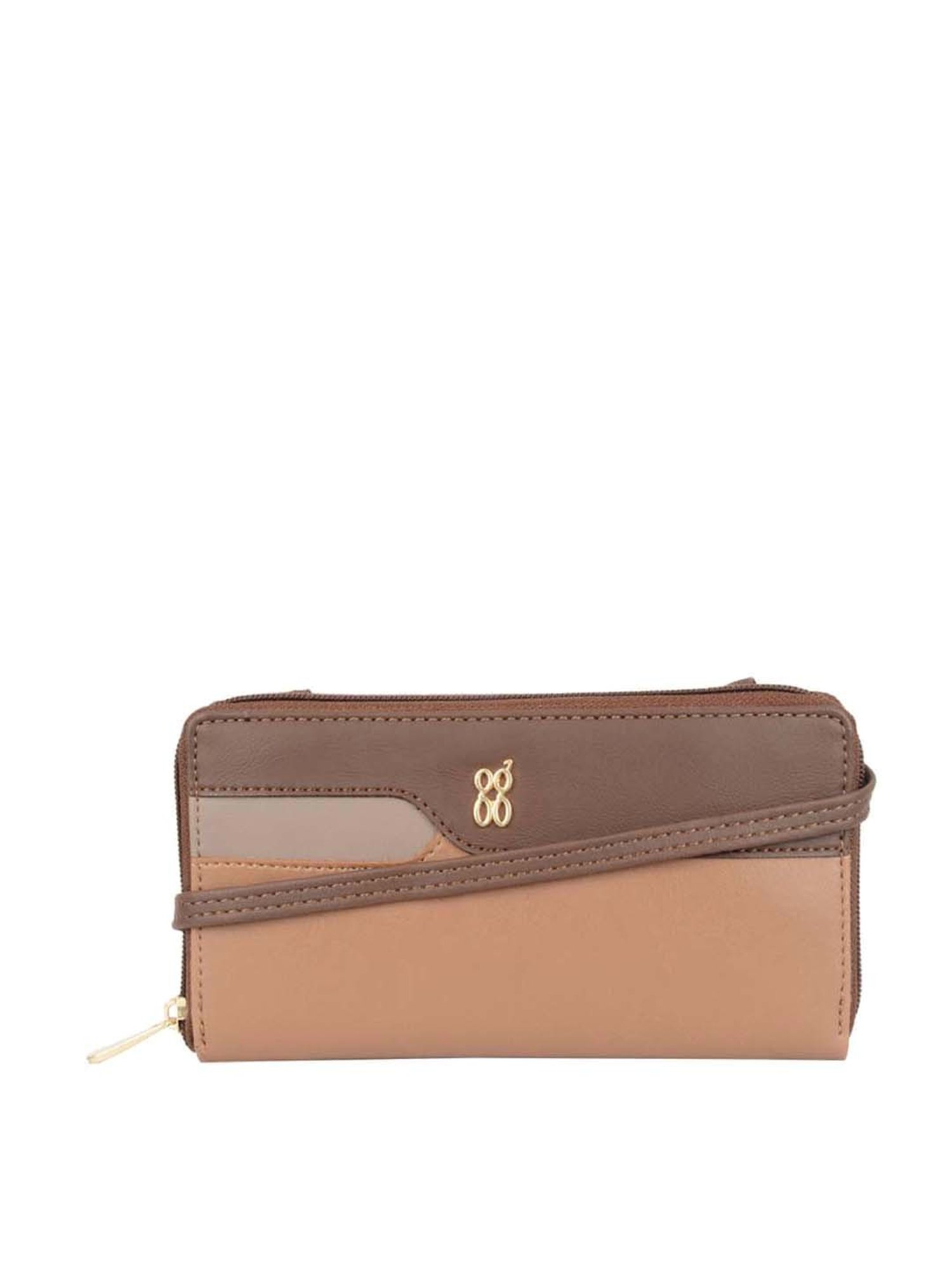 Baggit Brown Color Block Zip Around Wallet for Women