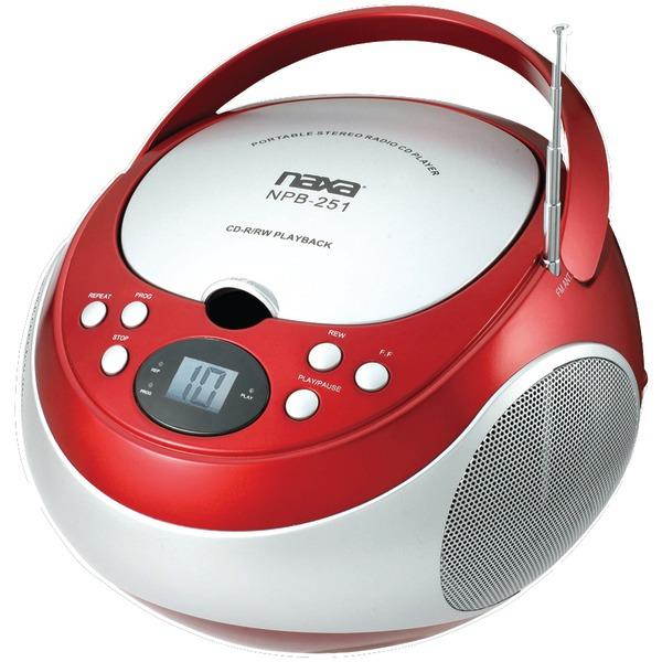 NAXA Electronics NPB-251RD Portable CD Player with AM/FM Stereo Radio