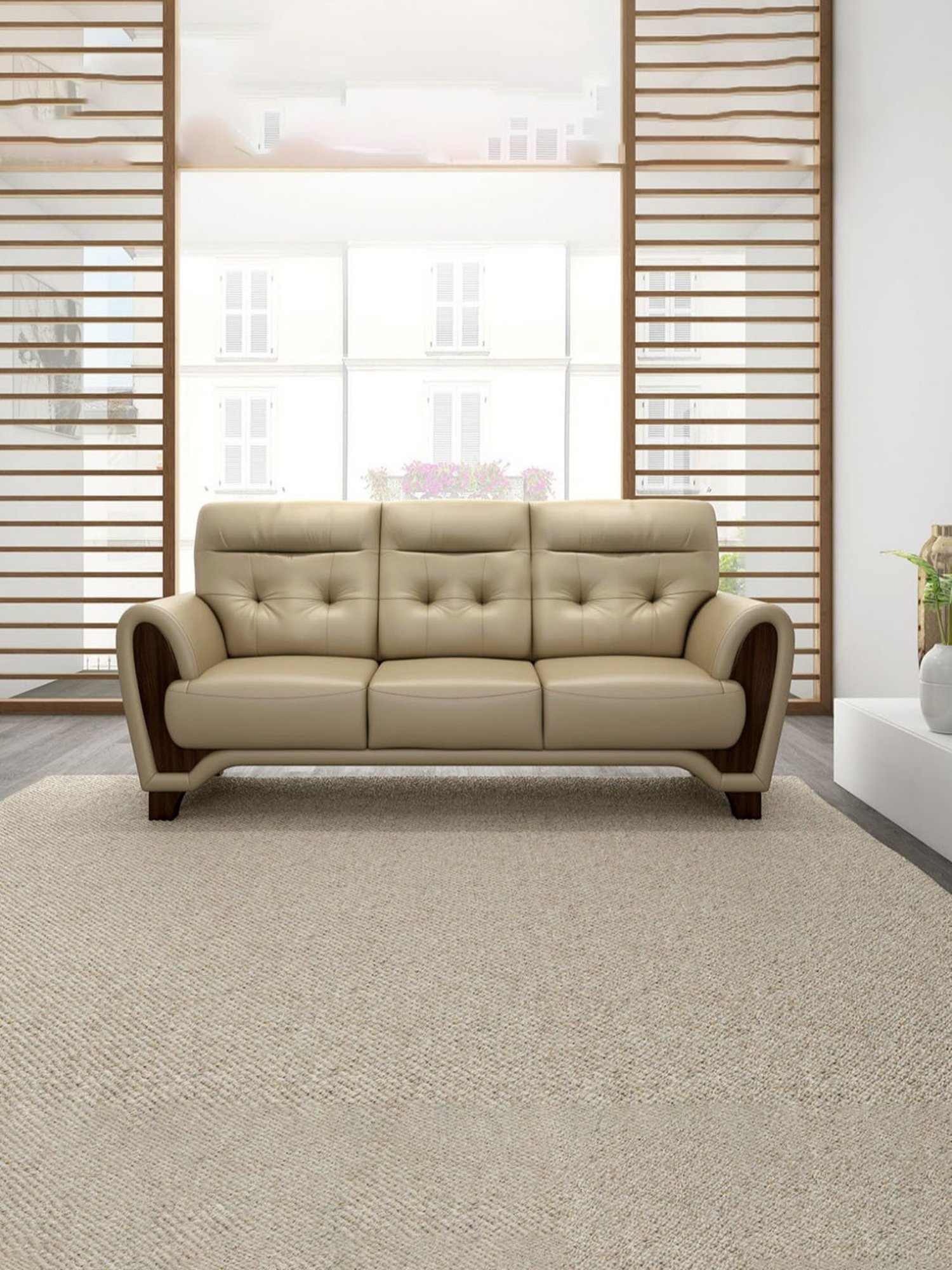 Durian Berry Black Premium Leatherette 2 Seater Sofa