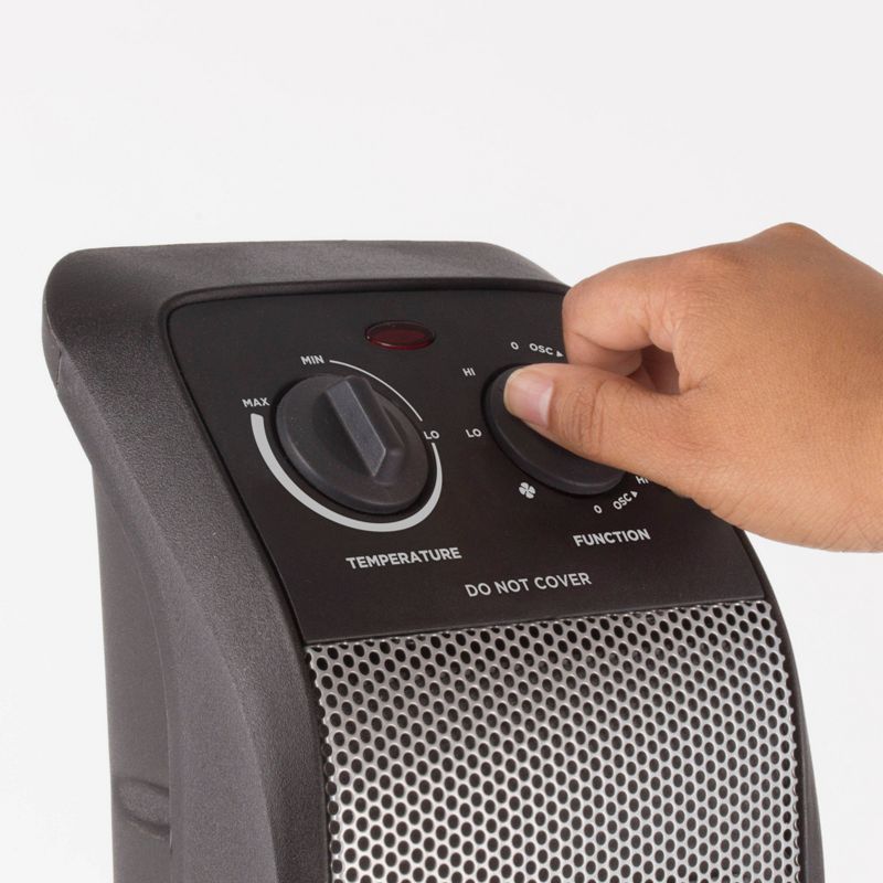 Pelonis HF-0063 1500-Watt 2-Setting Portable Oscillating Small Room Digital Fan and Personal Space Heater, Black