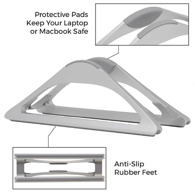 Vertical Laptop Stand for Desks Silver | Adjustable Holder to Dock Apple MacBook MacBook Pro and Other Laptops to Organize Work Home Office