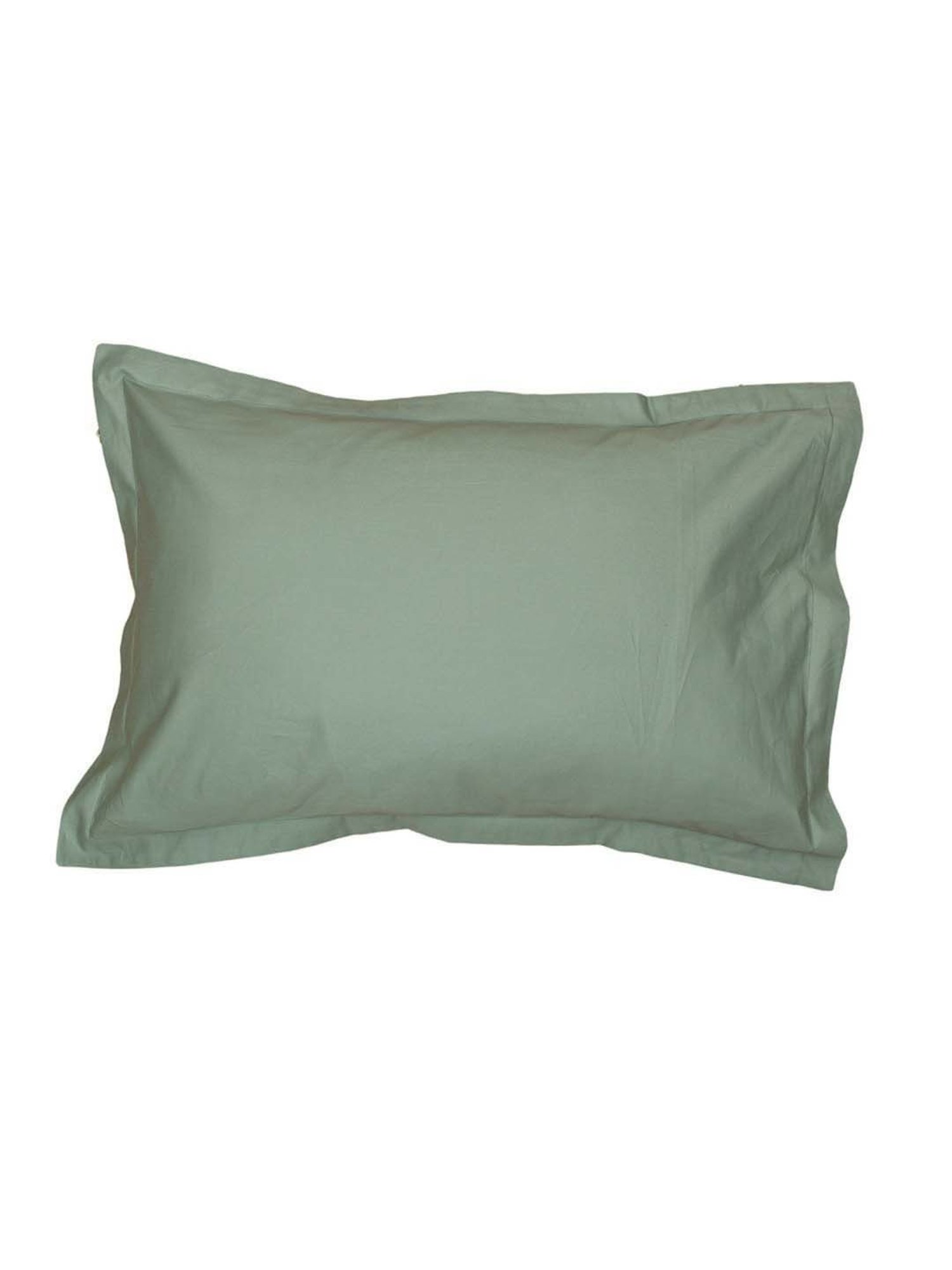 House This Sage Green Cotton 600 TC King Size Bedsheet With Pillow Covers