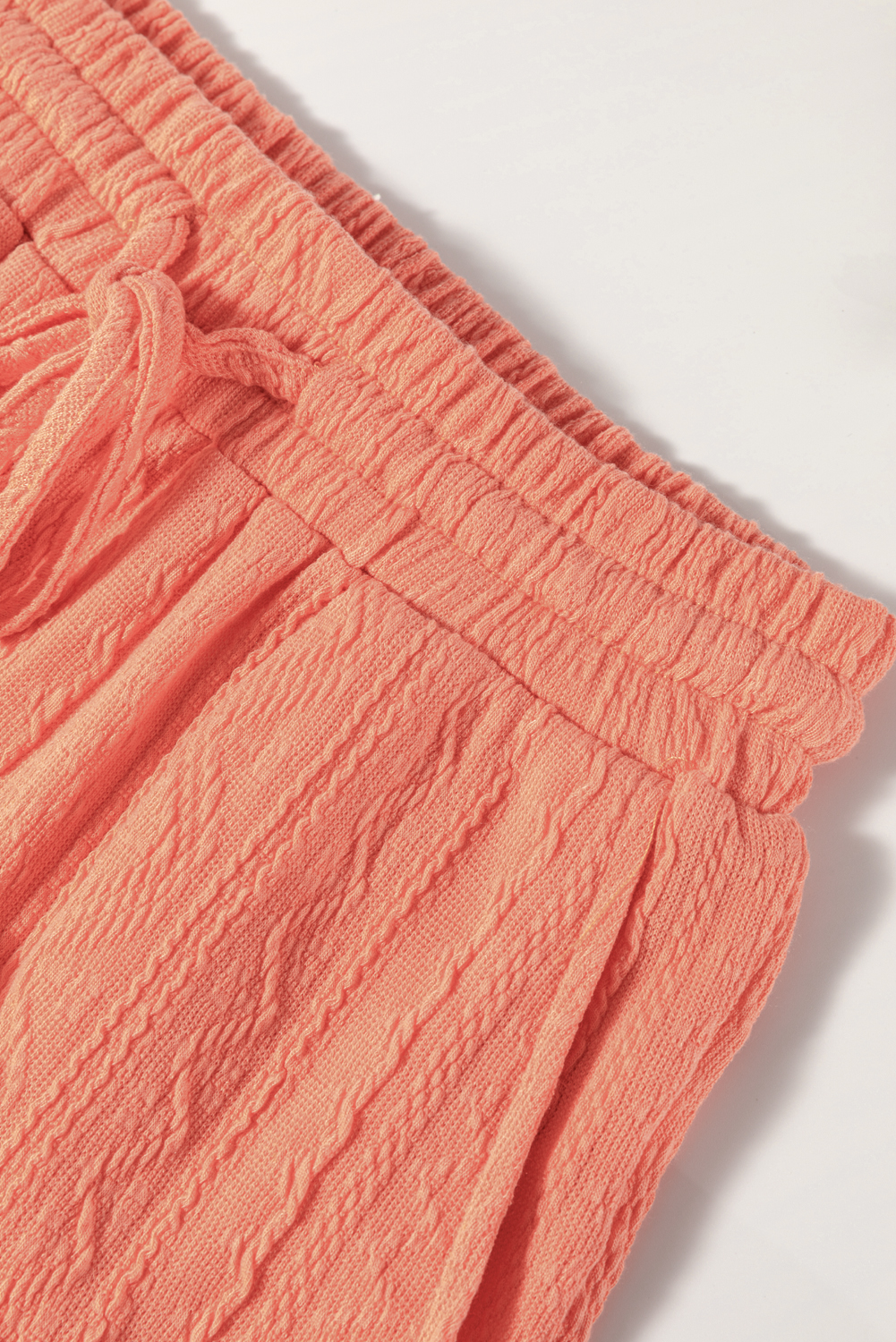 Skobeloff Textured Ruffle Split Top and Drawstring Shorts Set