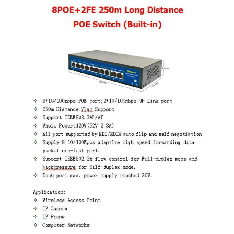 8 Port Fast Ethernet PoE Switch | 8 PoE Ports @120W, with 2 Uplink Ports | Plug & Play | Extend Mode | Priority Mode (Hi-F0820FBL-A)