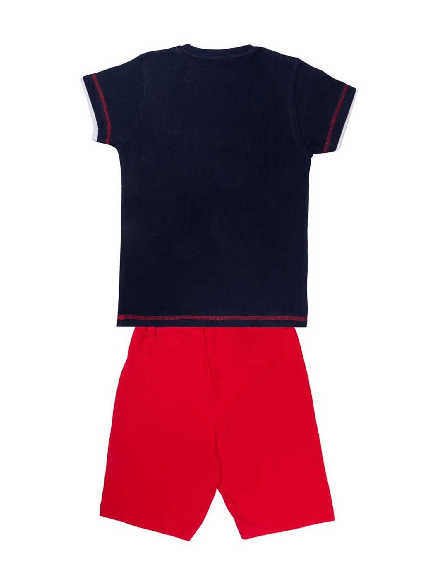 Todd N Teen Kids Navy & Grey Cotton Printed T-Shirt & Shorts - Pack of 2