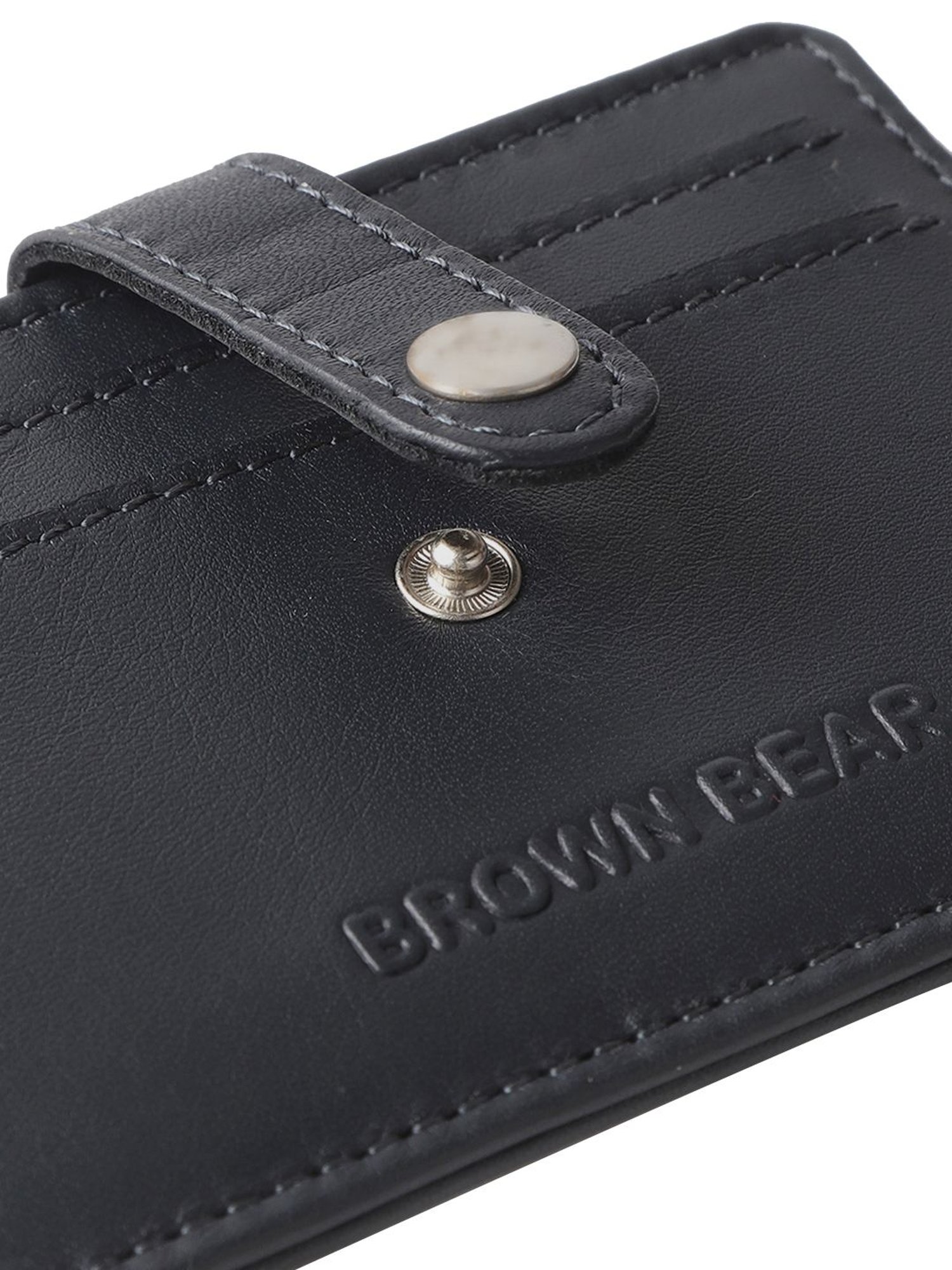 Brown Bear Black Casual Leather Rfid Card Holder for Men