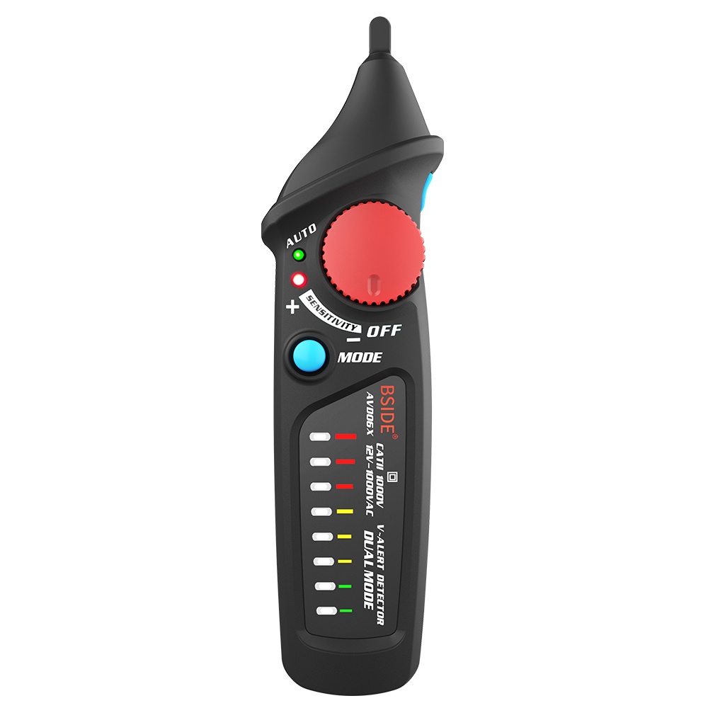 BSIDE Non-contact AC Voltage Tester Pen Shaped V~Alert Detector Auto/Manual Dual Mode NCV Tester Live Wire Check with Adjustable Sensitivity Sound and Light Alarm