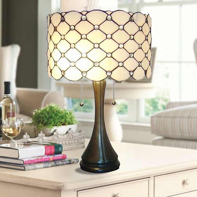 16" x 16" x 22" Tiffany Style Modern Table Lamp White/Brown - Warehouse of Tiffany