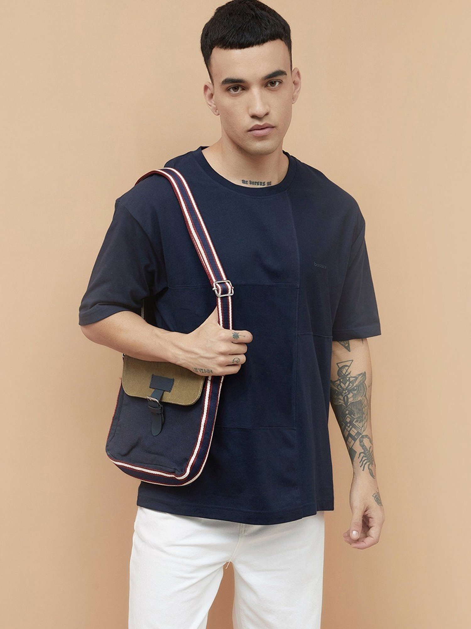 Bossini Navy Cotton Regular Fit T-Shirt