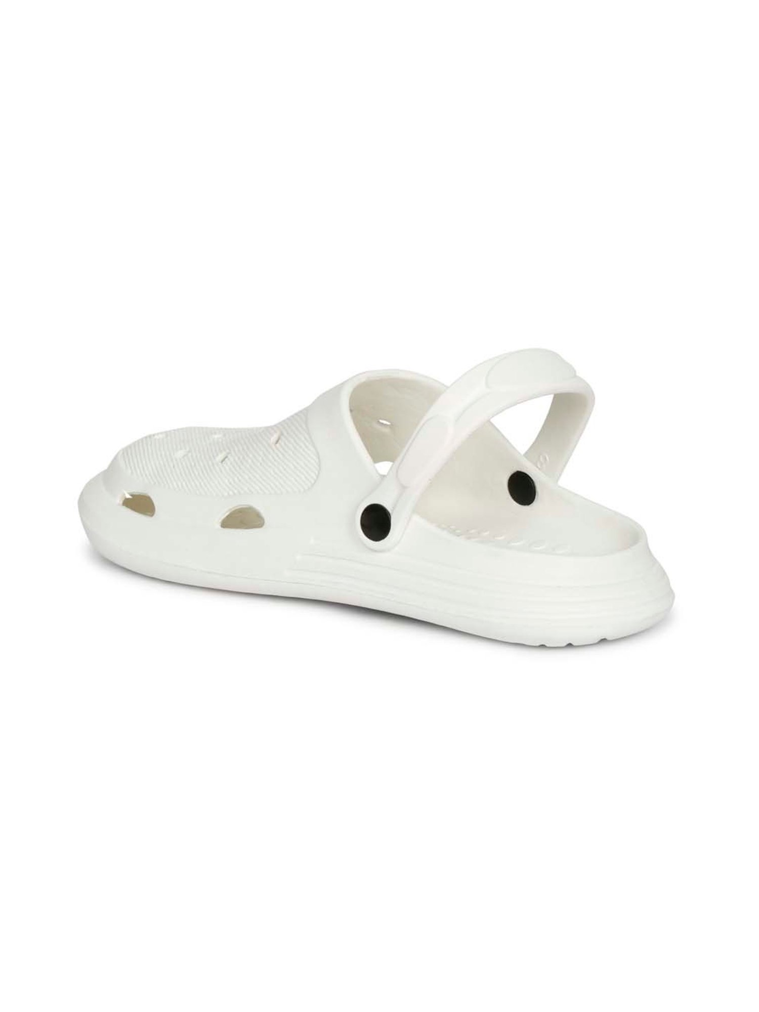 Mozafia Men's White Back Strap Clogs