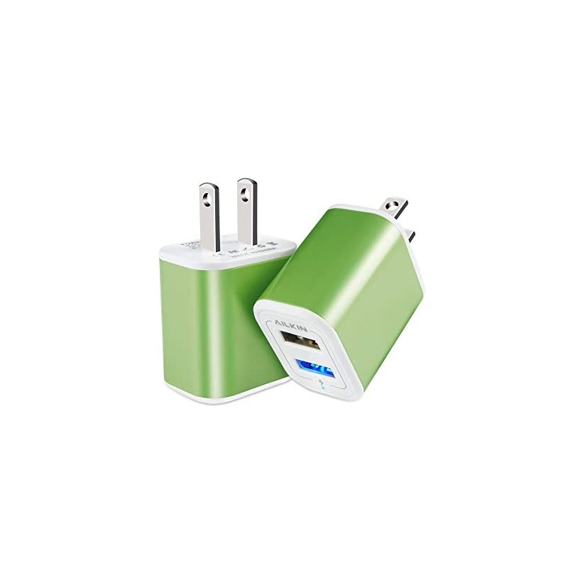Portable USB Charger 21A Dual Port Charging Block  2Pcs Wall Charger Adapter Cargador para Compatible with Phone Xs Max XR X 8 Plus pad Pro Galaxy S9 S8 Note 8 Smartphone and More