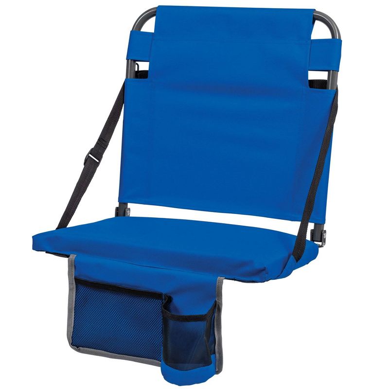 EastPoint Sports Adjustable Bleacher Back Stadium Seat w/ Cup Holder, Royal Blue