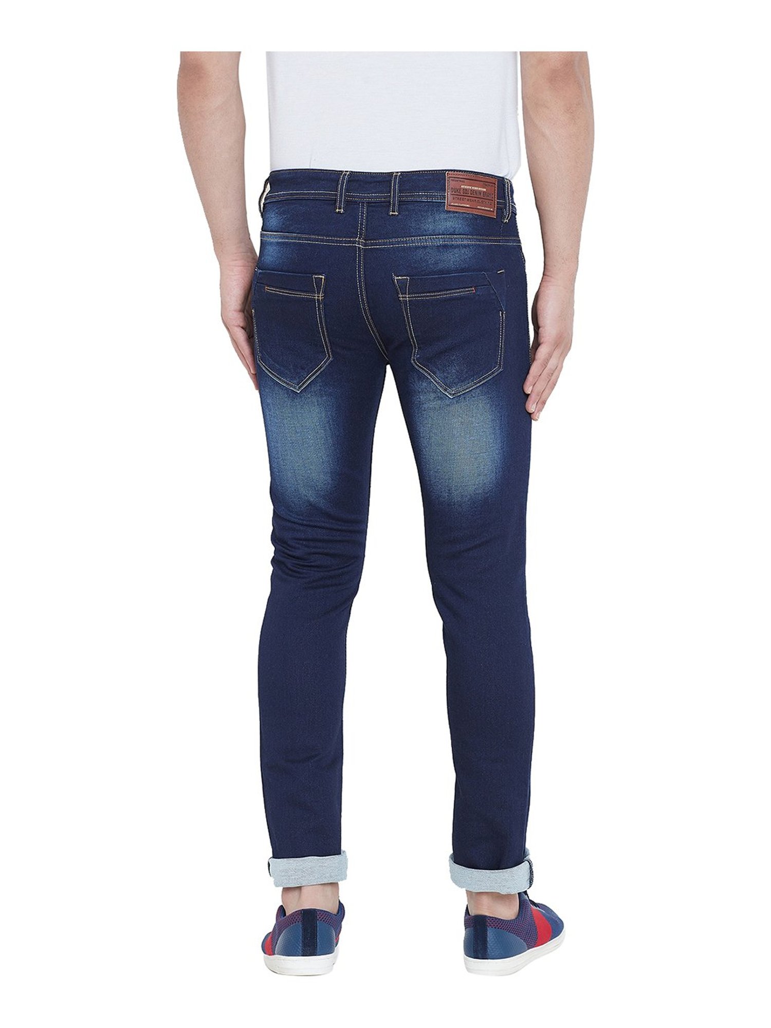 Duke Dark Blue Slim Fit Lightly Washed Jeans