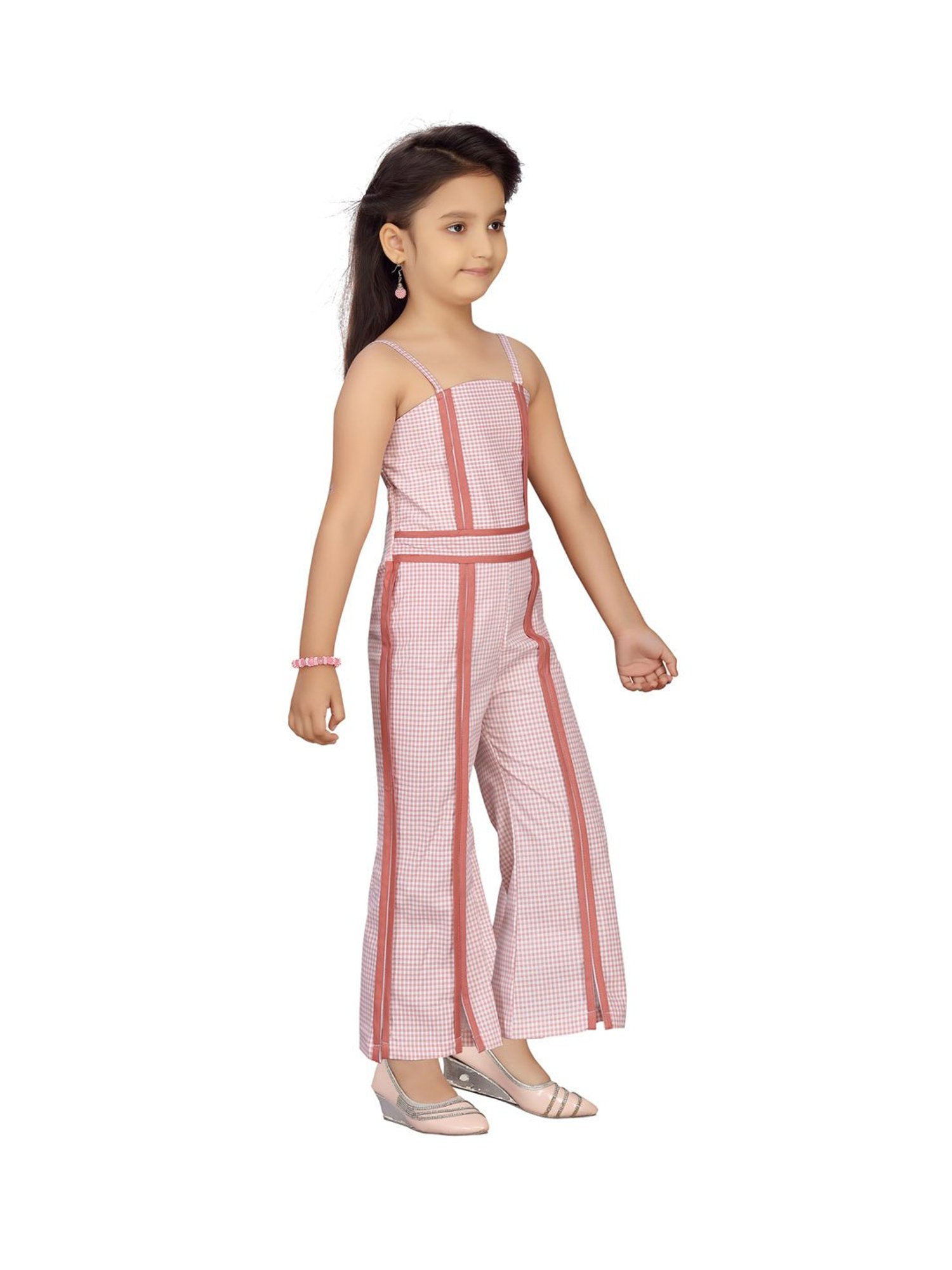 Aarika Kids Peach Printed Jumpsuit