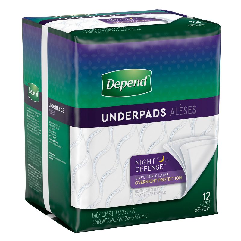 Depend Underpads for Incontinence - Overnight Absorbency - 12ct