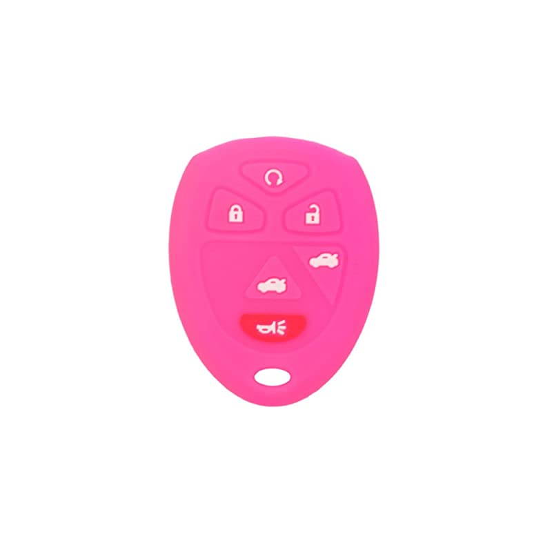 Silicone Cover Protector Case Skin Jacket fit for CHEVROLET GMC SATURN 6 Button Remote Key Fob CV4608 Rose
