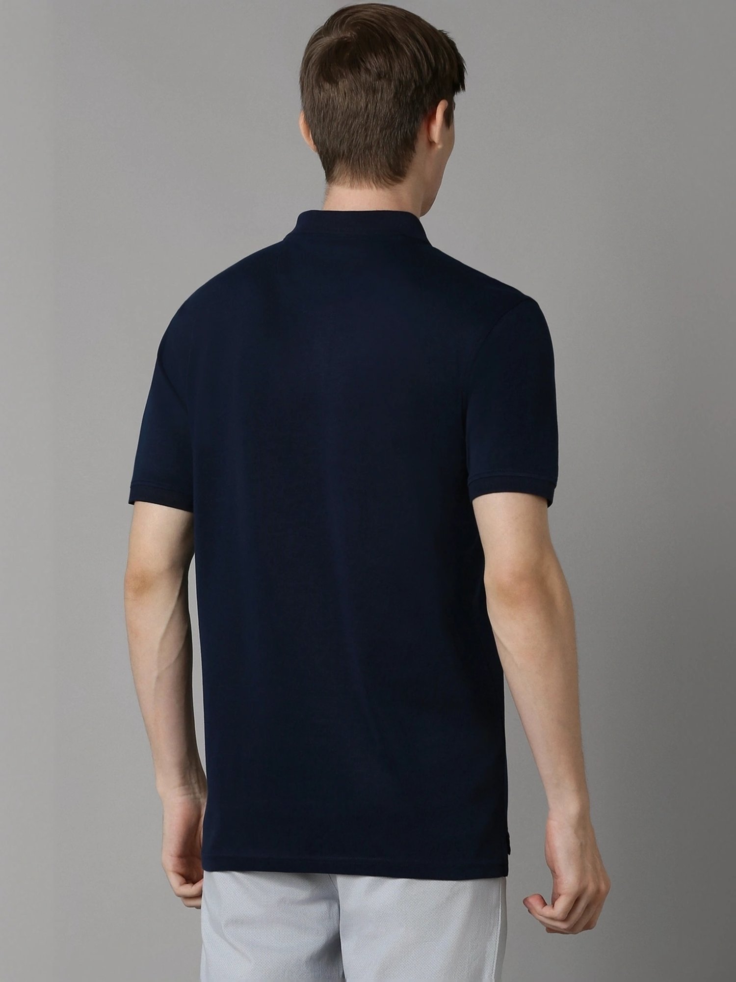 Louis Philippe Navy Cotton Regular Fit Polo T-Shirt