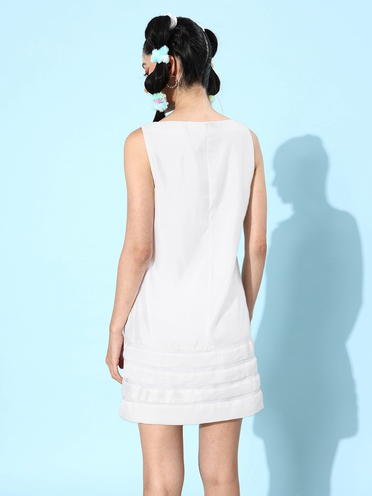 QUIERO White Embellished Shift Dress
