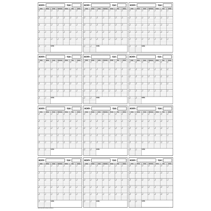 Undated Dry Erase Annual Wall Calendar 32"x48" - SwiftGlimpse