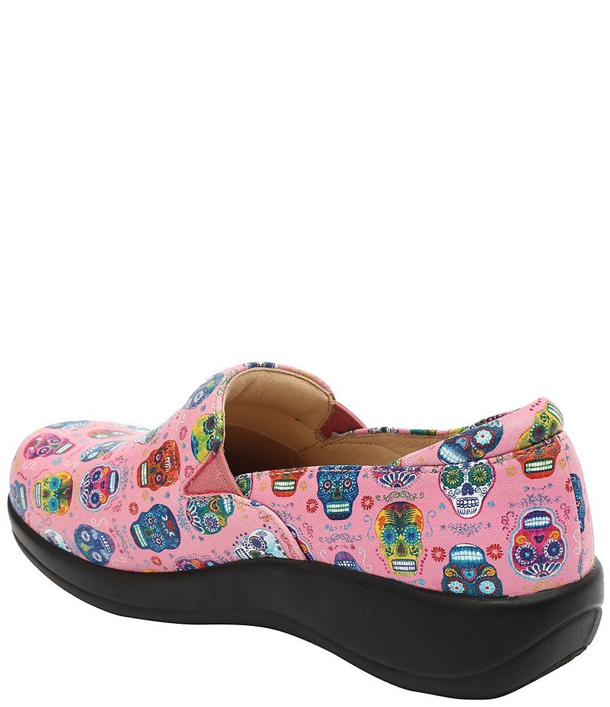 Alegria Keli Sugar Skulls Print Leather Clogs