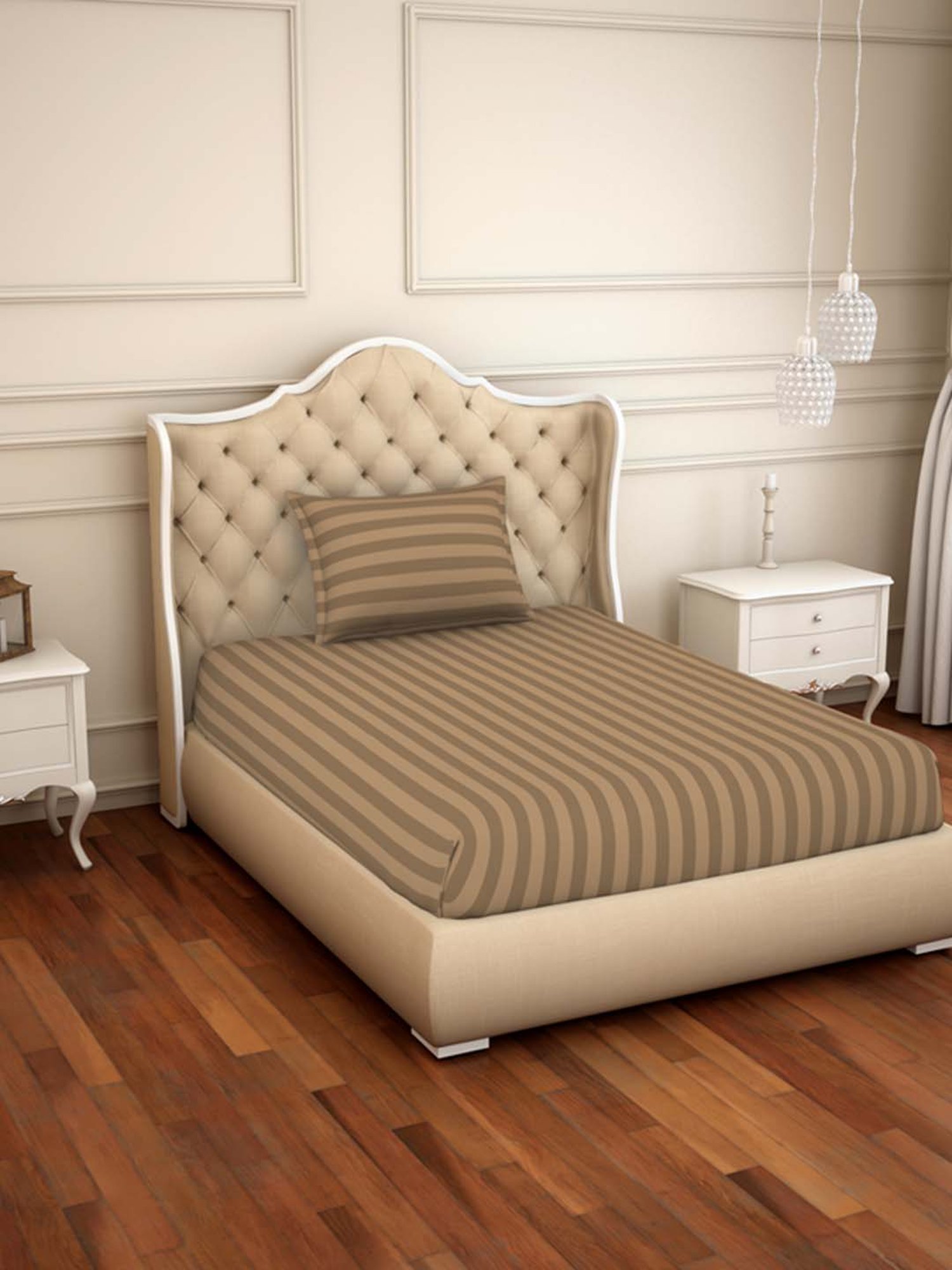 Spaces Sky Rise Brown Cotton 210 TC Bed Sheet Set