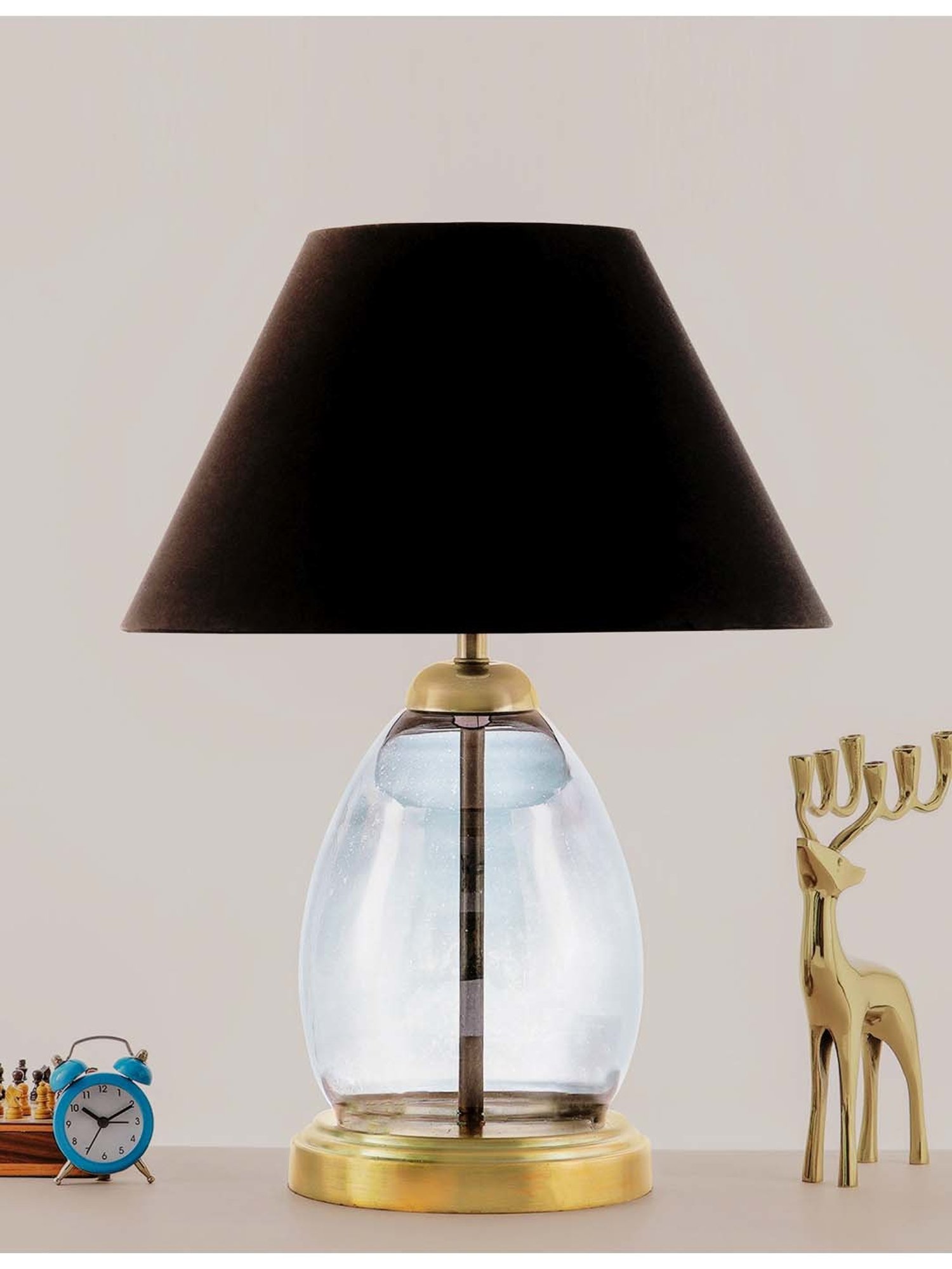 Kapoor E Illuminations 'Tiered' Black & Transparent Glass Table Lamp - Set of 1