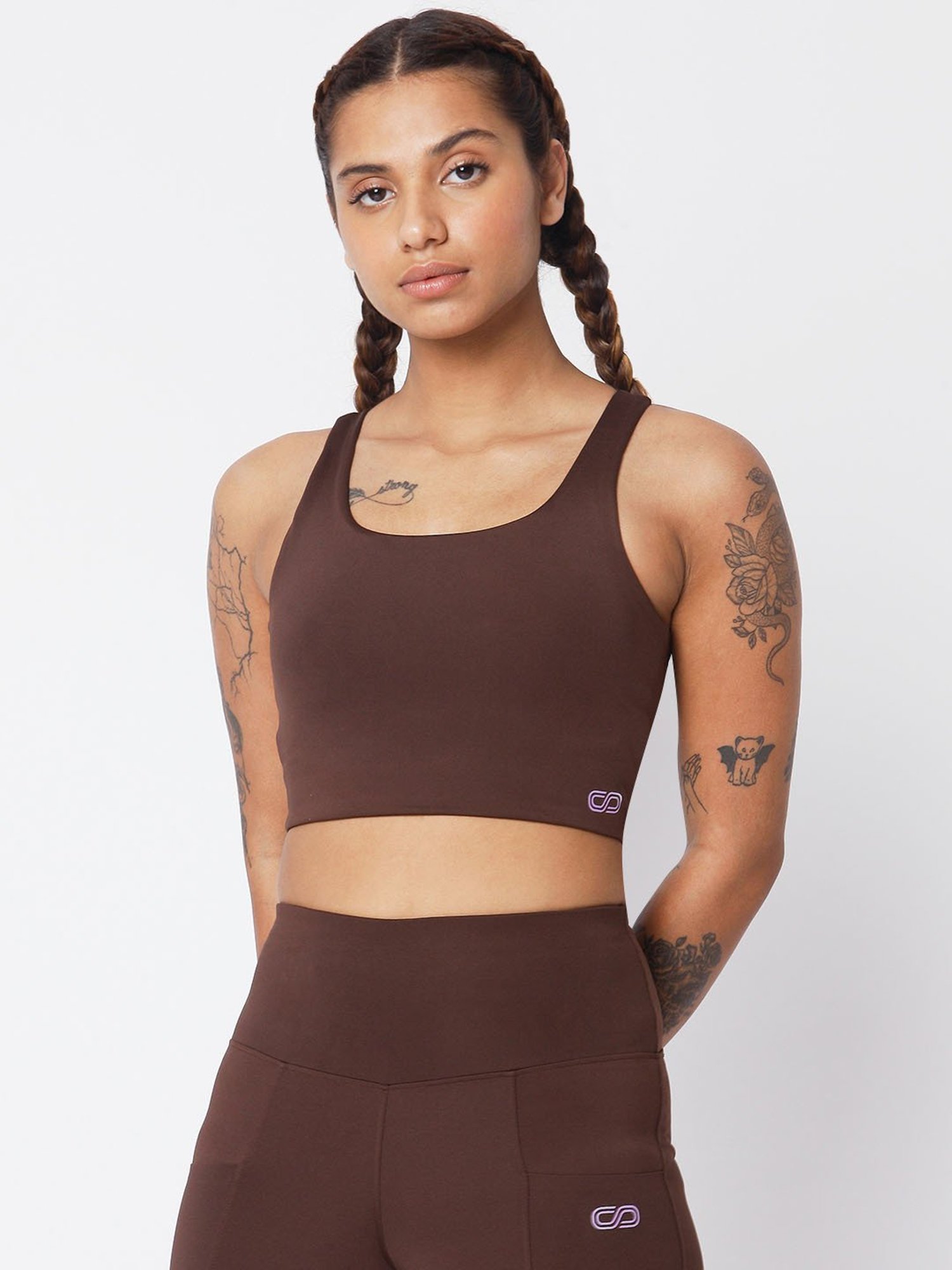SILVERTRAQ Brown Full Coverage Sports Bra