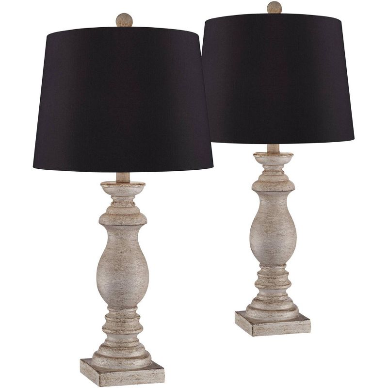 Regency Hill Patsy Beige Washed Black Shade Table Lamps Set of 2