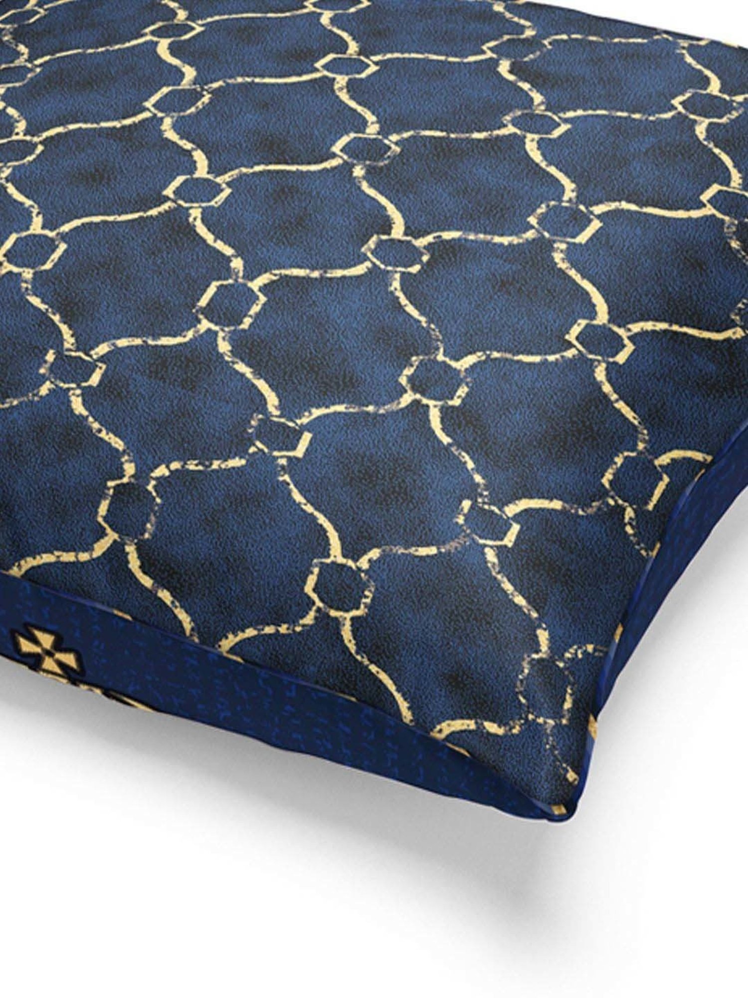 Bianca Suzane Navy & Golden Microfibre Cushion Cover - Set of 3