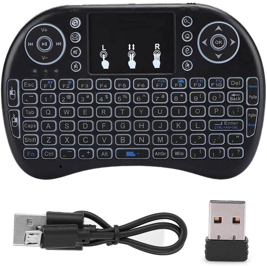 fosa1 Wireless Bluetooth Tricolor Backlight Keyboard, English Keyboard Ergonomic Design USB Keypad Hand-held Mini QWERTY 92-Key Keyboard Silent Keyboard Support Multimedia/PC Game Control Keys