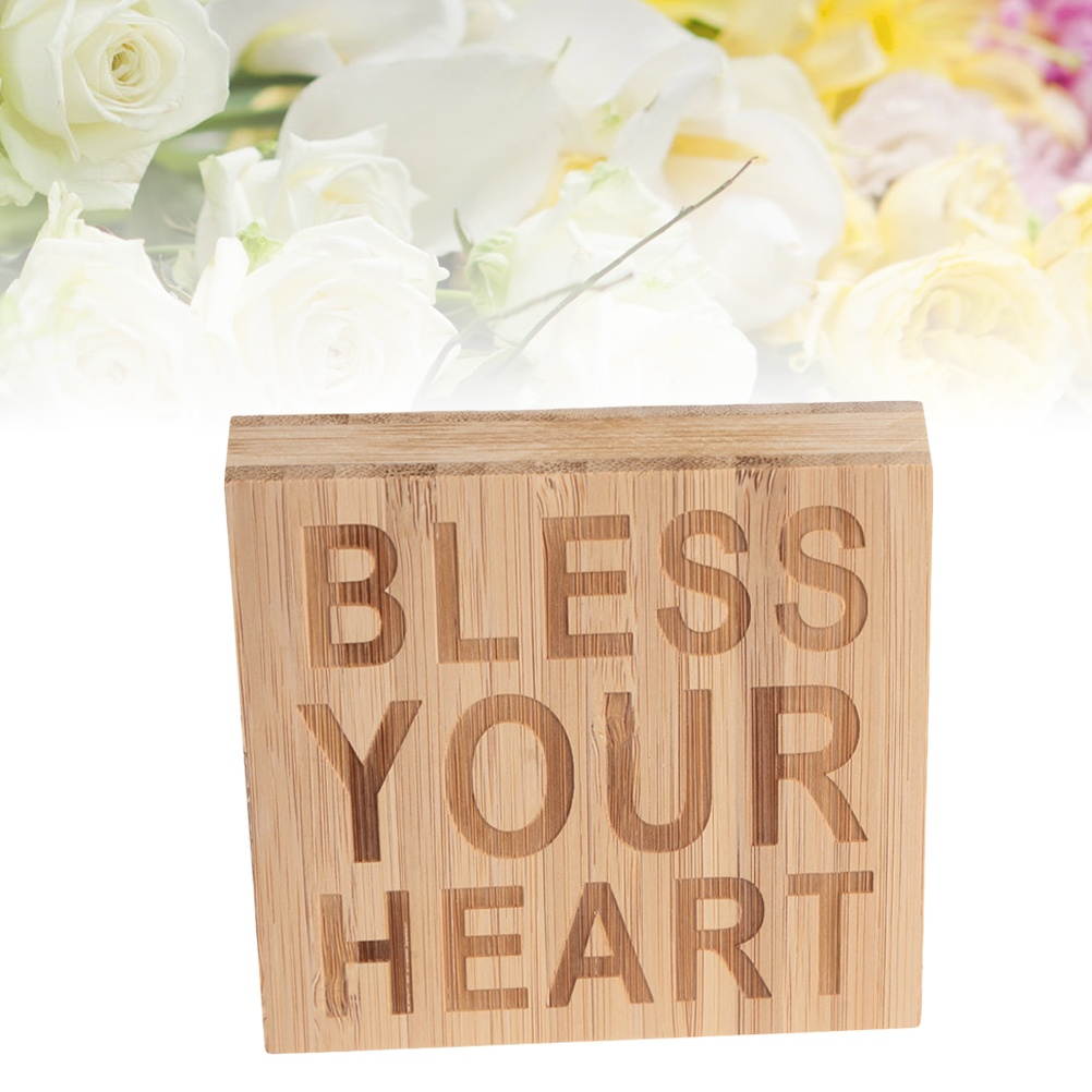 BLESS YOUR HEART Block Sign Plaque Decorative Words Block Sign for Home Office Party Decoration