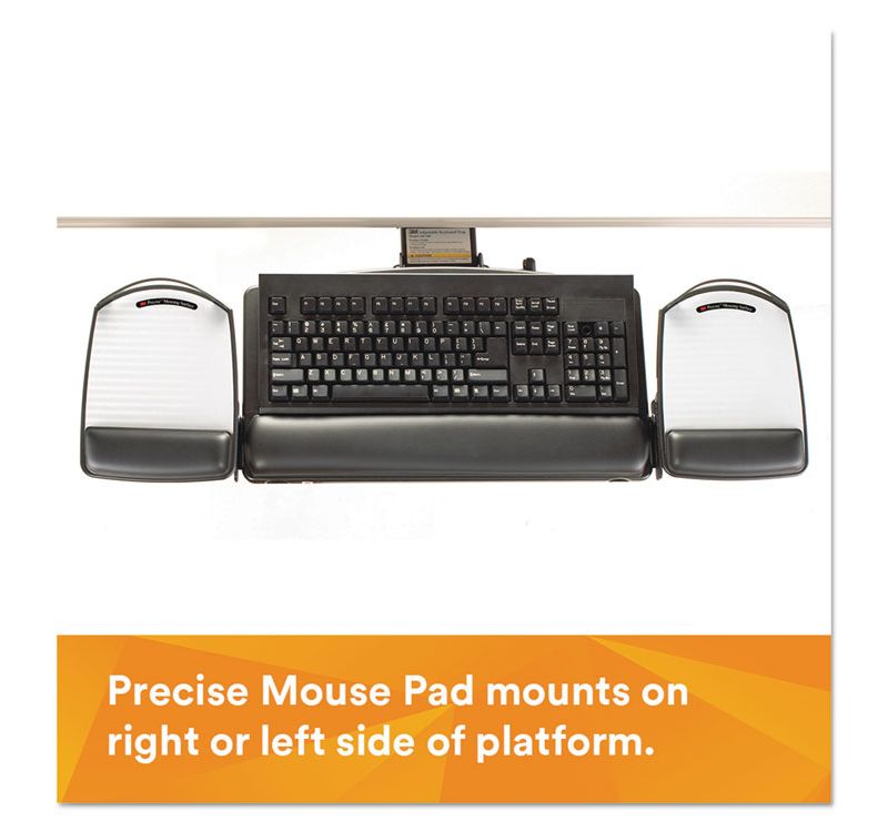 3M Sit/Stand Easy Adjust Keyboard Tray Highly Adjustable Platform Black AKT180LE