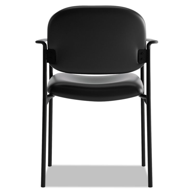 Basyx VL616 Series Stacking Guest Chair with Arms Black Leather VL616SB11
