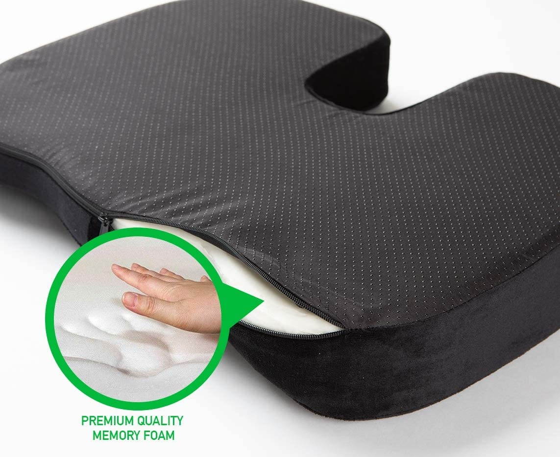 Mind Reader SEACUSH-BLK Pressure Relief for Lower Back, Arms, Non-Slip Orthopedic Ergonomically Cushion, Perfect for Office, Home, Car & More, Seat, Black