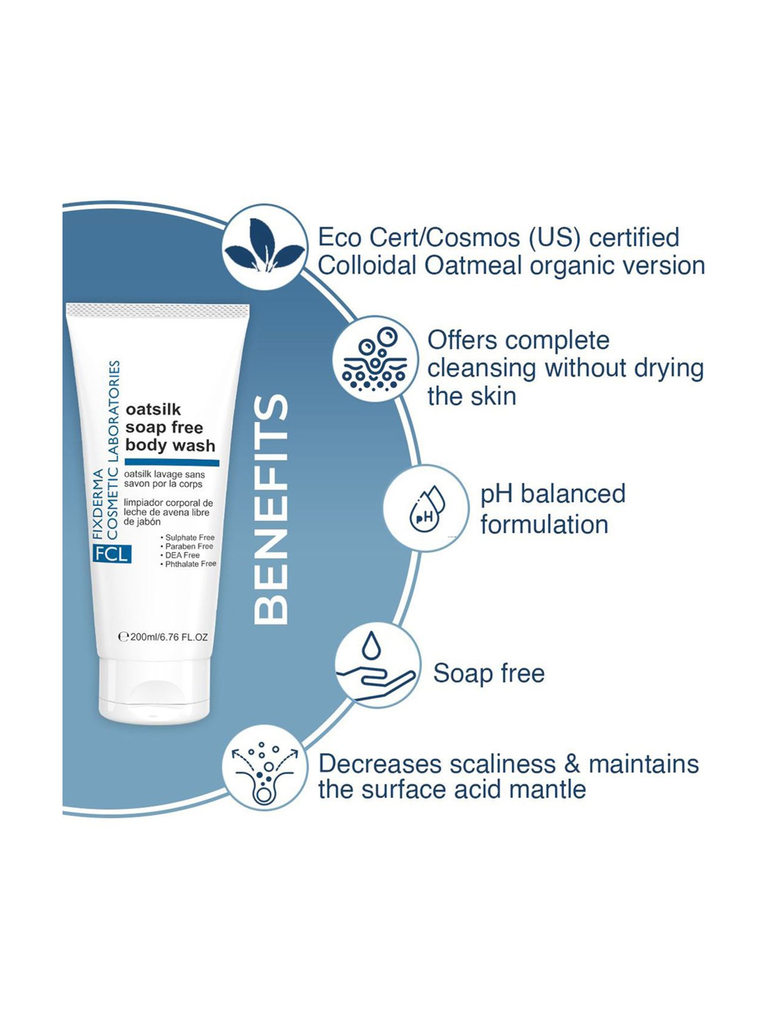 Fcl Oatsilk Soap Free Body Wash For Non Irritation Dryness, Roughness, And Itchiness - 200 ml