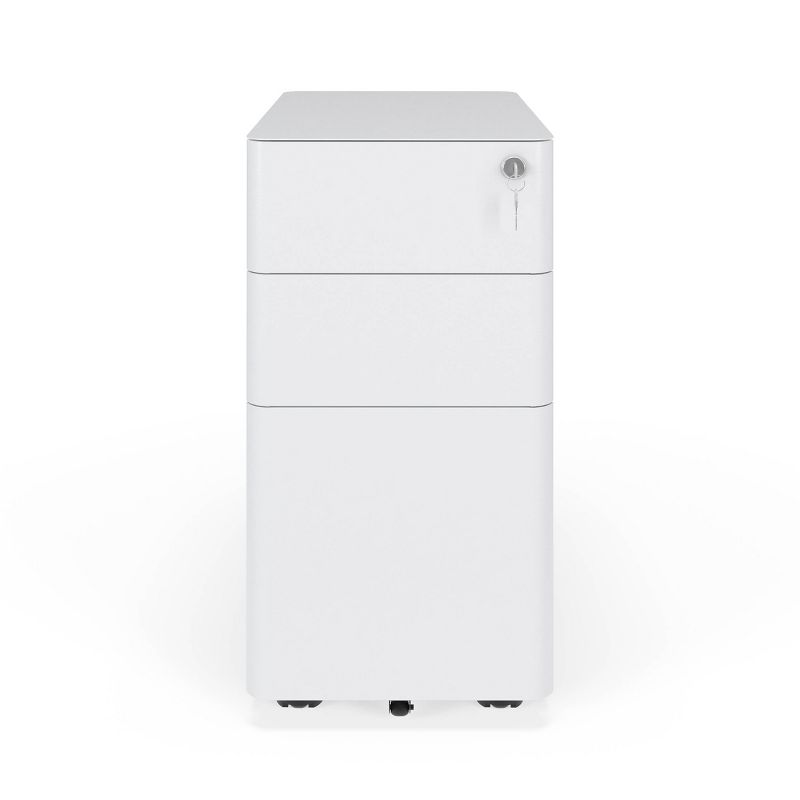 Slim Modern Mobile Metal Pedestal Filing Cabinet White - HON BASYX