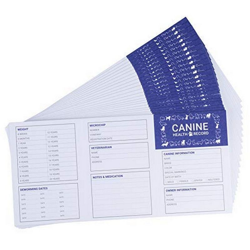 Dog Vaccination Record - 24 Pack Dog Vaccines, Puppy Shot Record, Pet Health Record for Canine, White, 4.9 X 3.4 inches