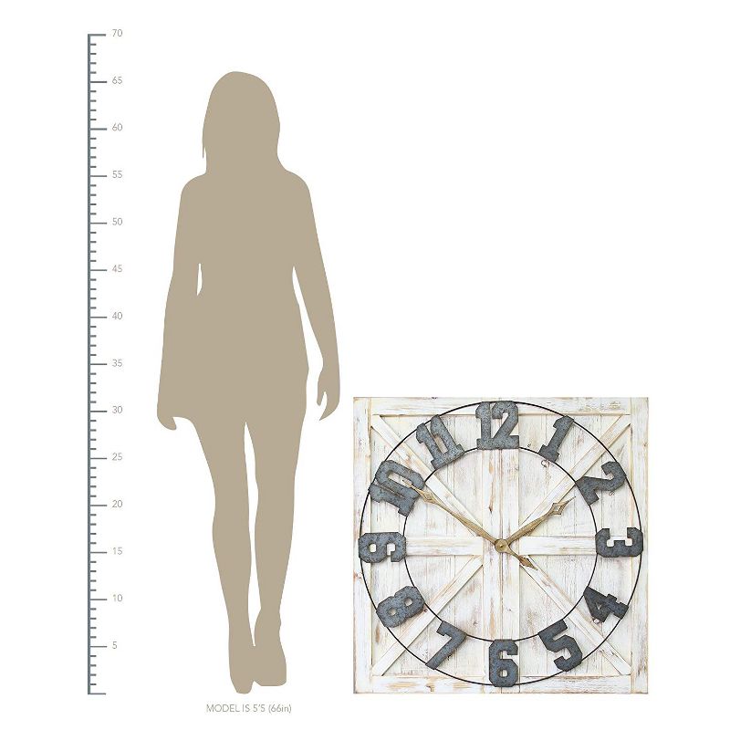 Stratton Home Decor S11545 Rustic Wood and Metal Farmhouse Mounted Wall Clock