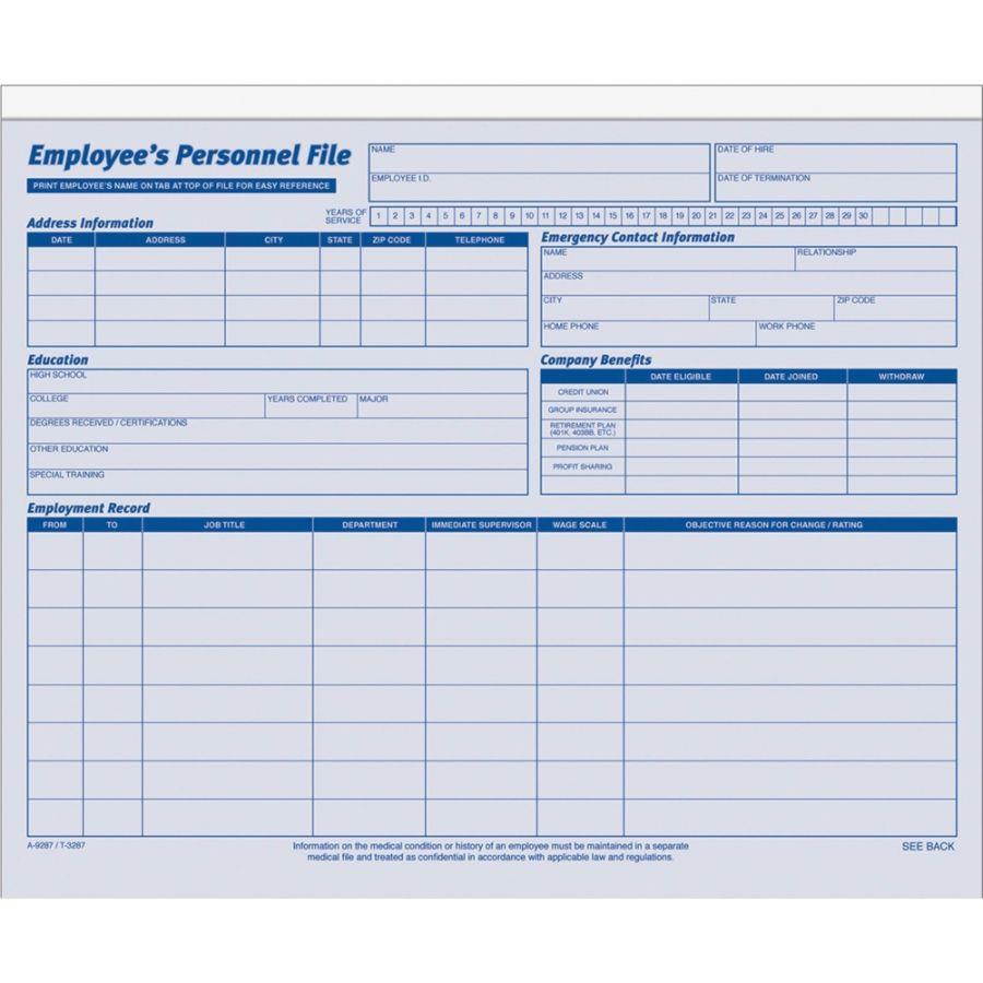 Adams Employee Personal File 11-3/4"x9-1/2" 20/PK 9287ABF