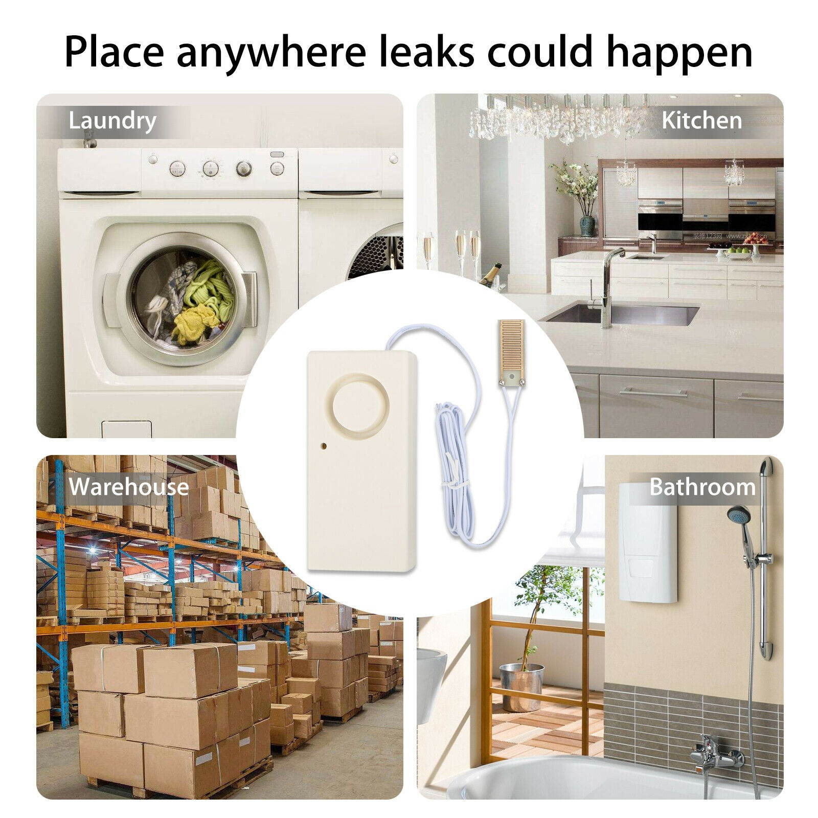 130db Water Leak Alarm Flood Level Overflow Detector Sensor Home Security Alert