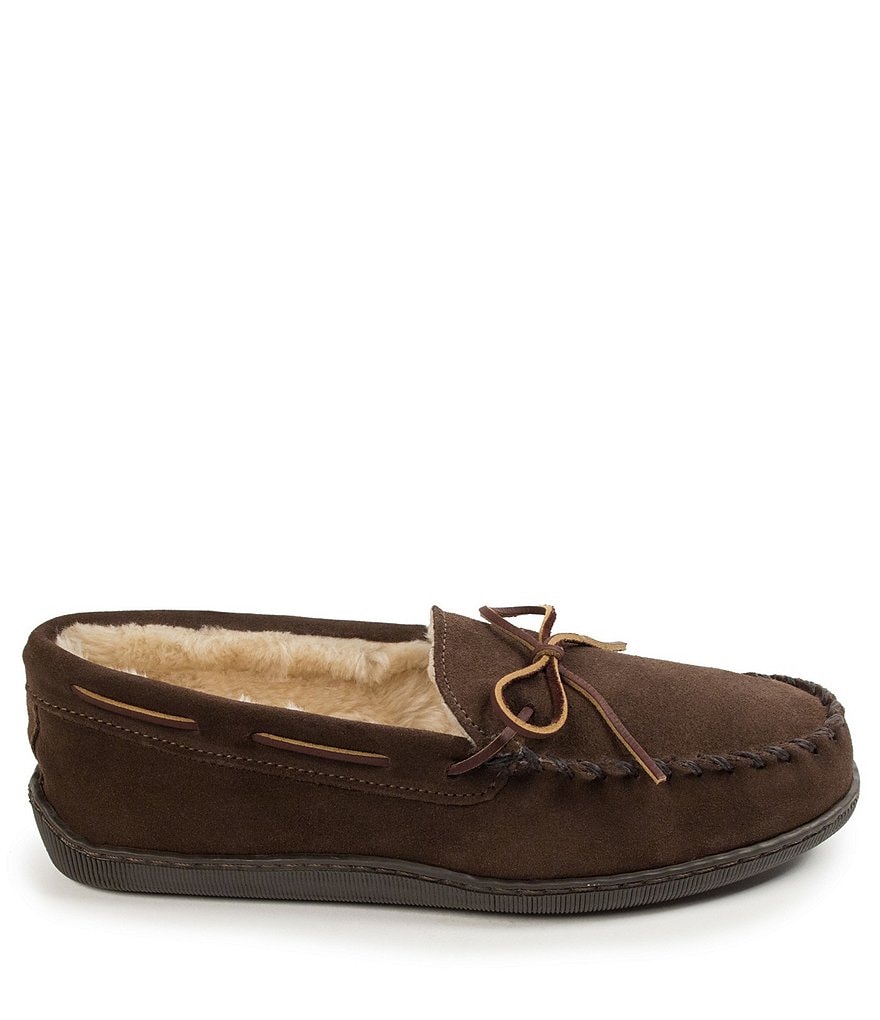 Minnetonka Men's Suede Pile Lined Hardsole Slipper
