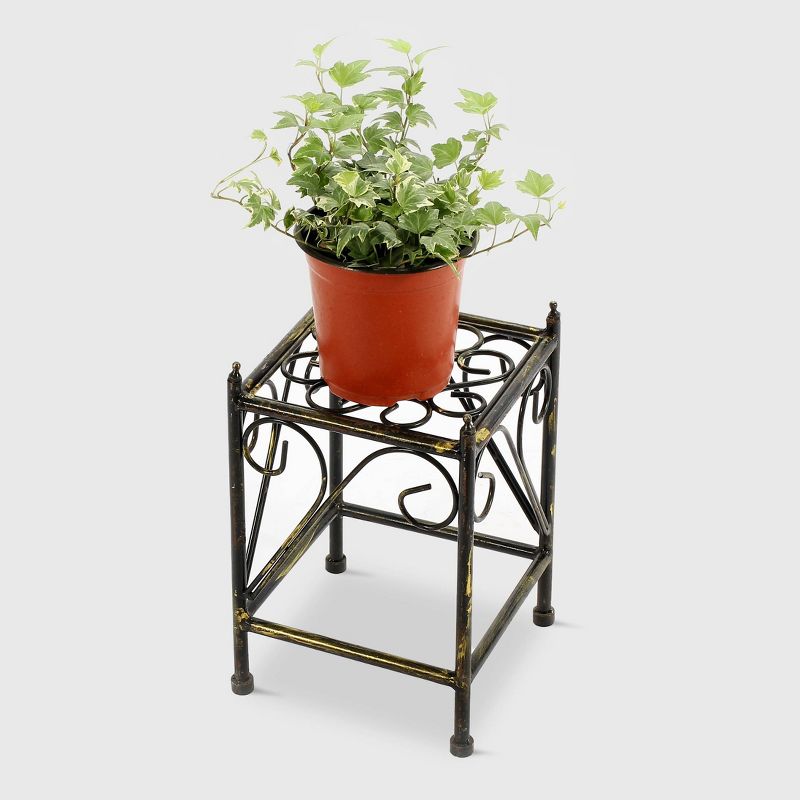 Small Square Iron Plant Stand Black/Gold - Ore International
