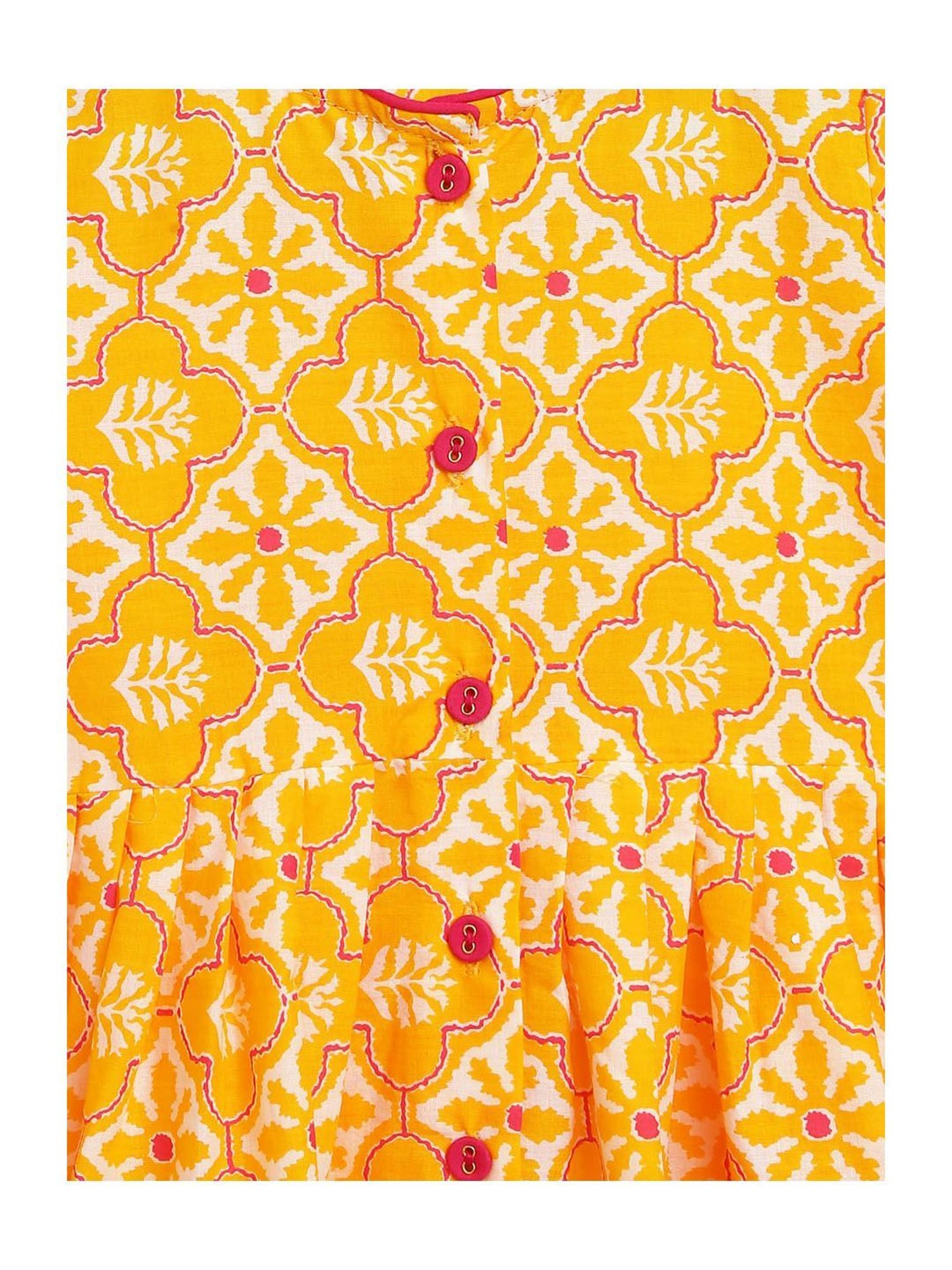 Campana Kids Mustard Printed Full Sleeves Kurta with Dhoti