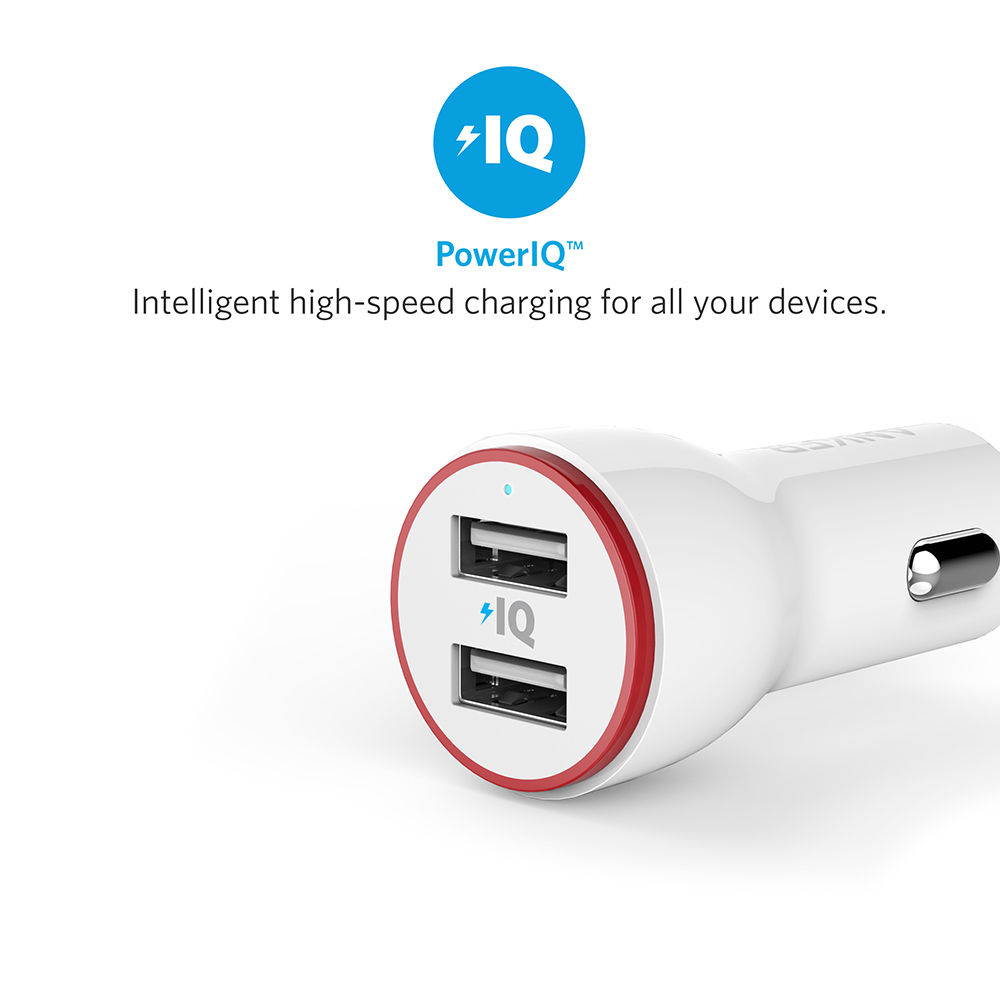 Anker PowerDrive 2 24W 2-Port USB Car Charger + 3ft Micro USB to USB Cable Combo