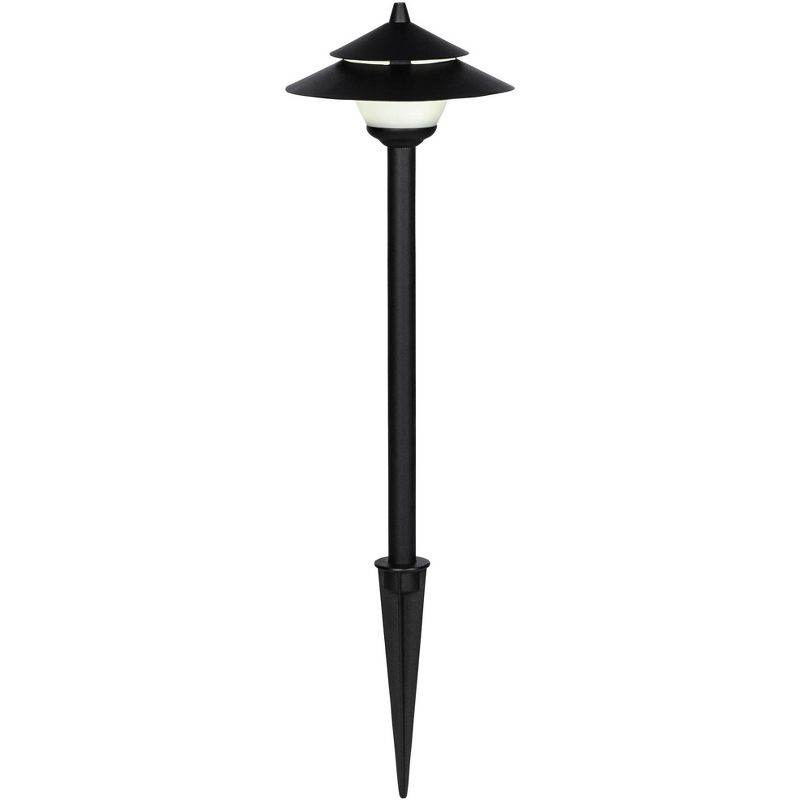John Timberland Pagoda Textured Black 8-Piece LED Landscape Path Light Set