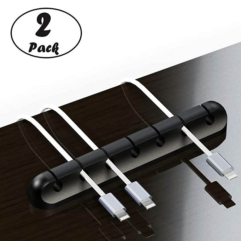 Multi-opening Cable Clips, Table Cord Organizer, Cable Desktop Management, Wire Holder System with 7-openings for Phone Data Charging Cables, Computer, HDMI, Ethernet Mouse Cord (2 Pack)