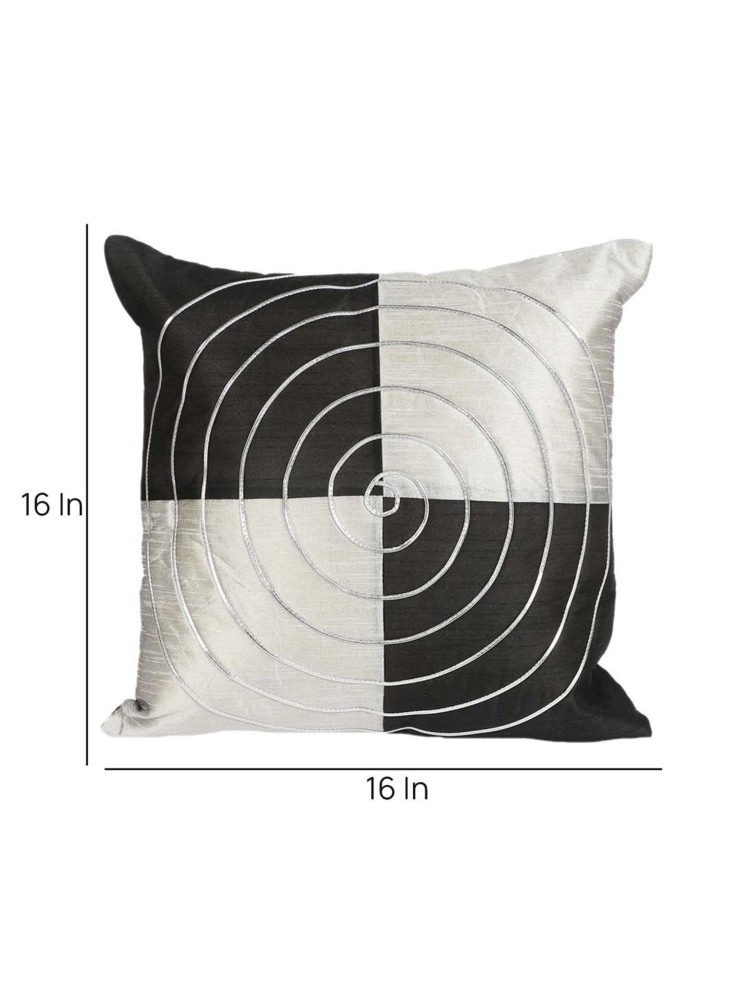MFD HOME Furnishing Black & Silver Polyester Cushion Cover - Set of 5
