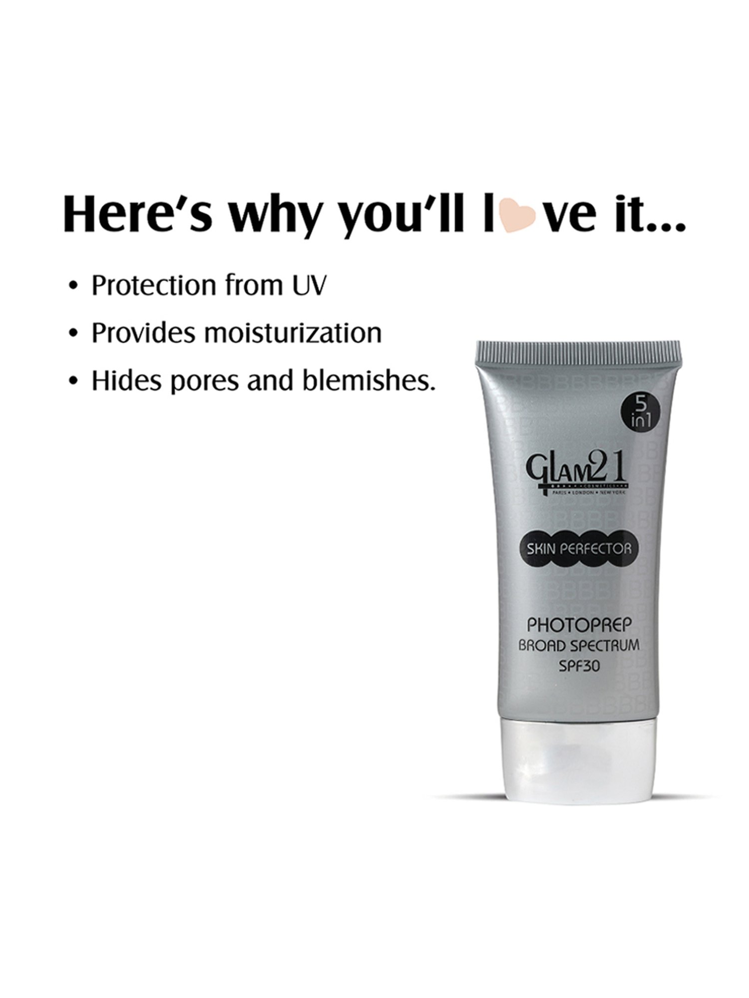 Glam21 Skin Perfector Photoprep Broad Spectrum Cream SPF 30 01 Light Natural - 50 gm